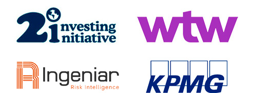 Logos de 2Degrees Investing Initiative, WTW, Ingeniar y KPMG